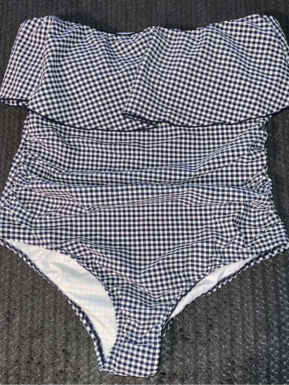 Women Navy Gingham One-Piece Swimsuit